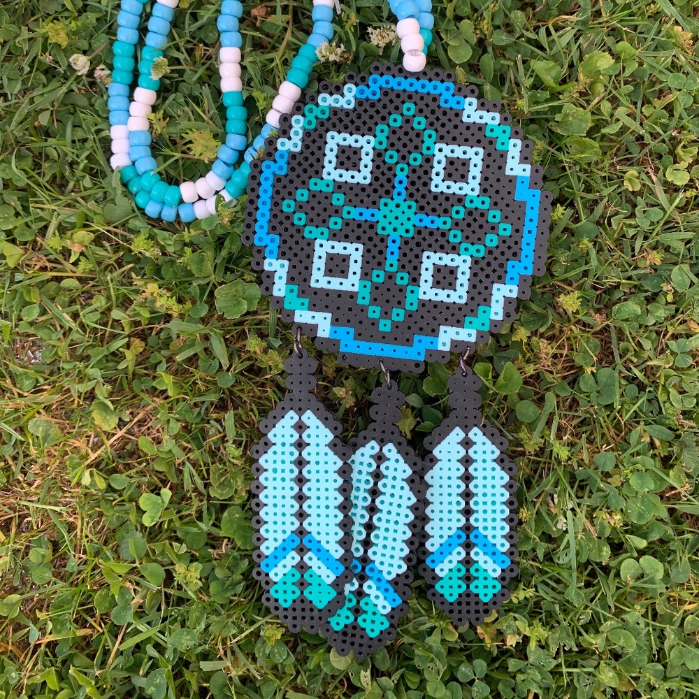 Turquoise Dreamcatcher Kandi Necklace